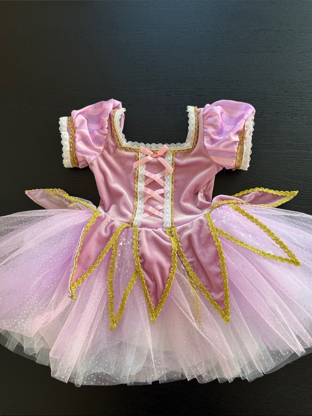Pink Princess Tutu Costume Dress with Gold Trim - Kids Costume